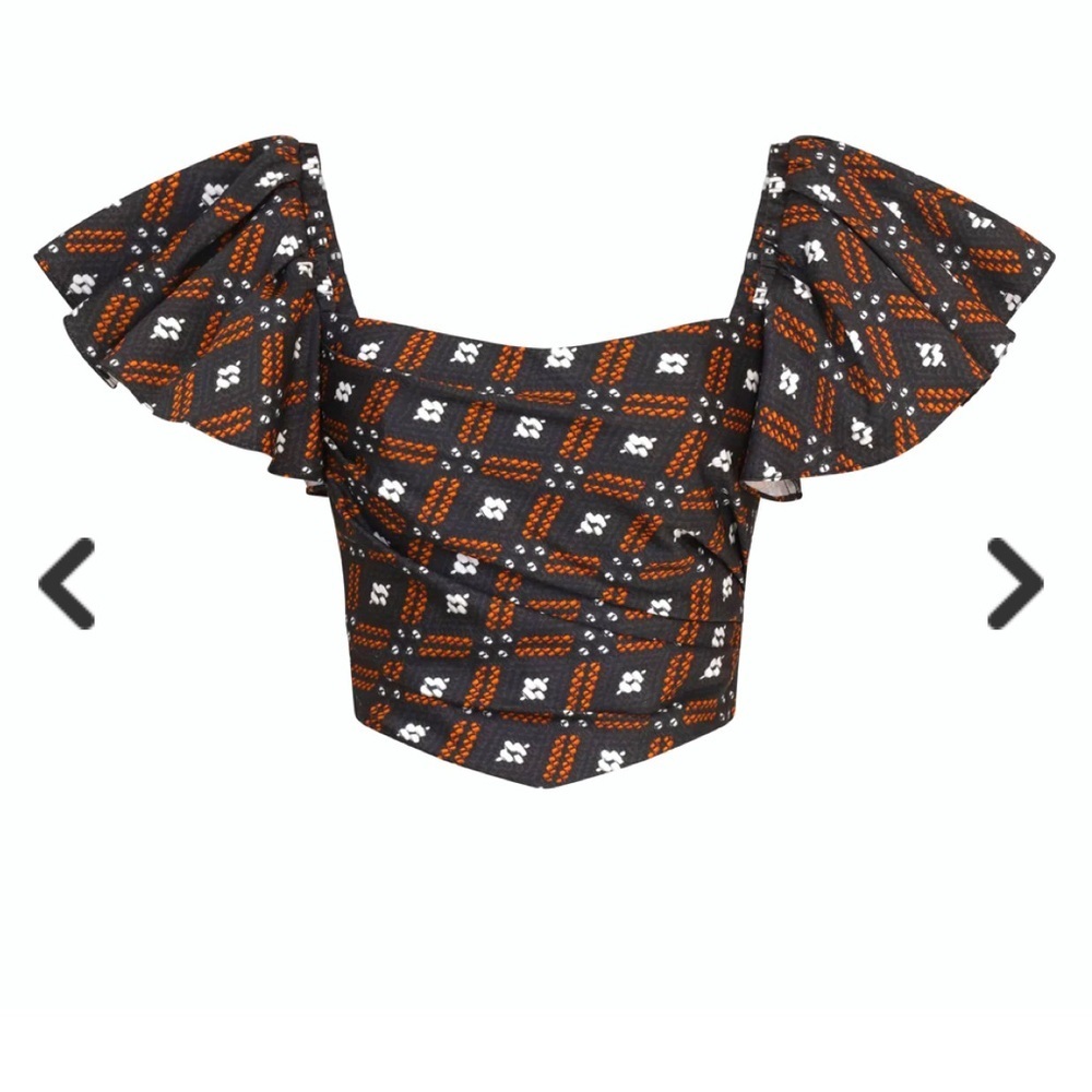 Women's Jules top size 8‎ Autumn Adeigbo Brown and orange NWT! - Picture 2 of 9